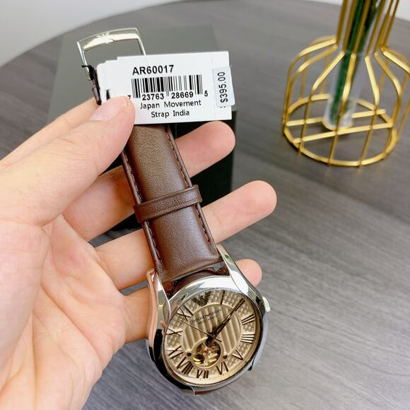 Emporio Armani AR60017 Automatic Brown Leather Watch - Picture 7 of 7